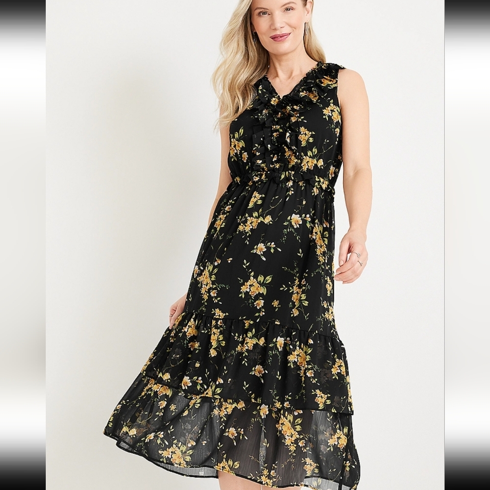 Floral Black Dress